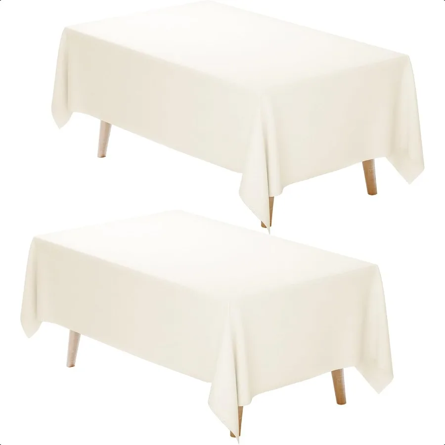

Ivory Tablecloth Rec 60 x 102 Inch 2 Pack 6ft Polyester Fabric Table Cloths Rectangular Table Covers for Party Banquet Dining B
