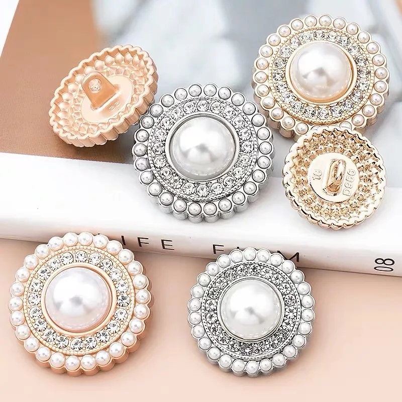10PCS Luxury Metal Diamond Sewing Button for Clothing Coat Skirt Clothing Accessory High Quality Golden