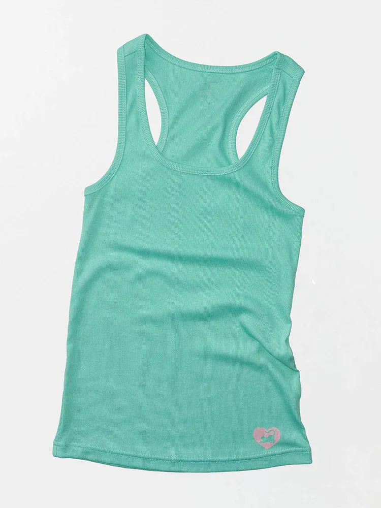 2026 Hot Pink Racerback Tanktop mit Herz-Logo, gerippt, schmal geschnitten, ärmelloses Basic-Camisole – Detail 5