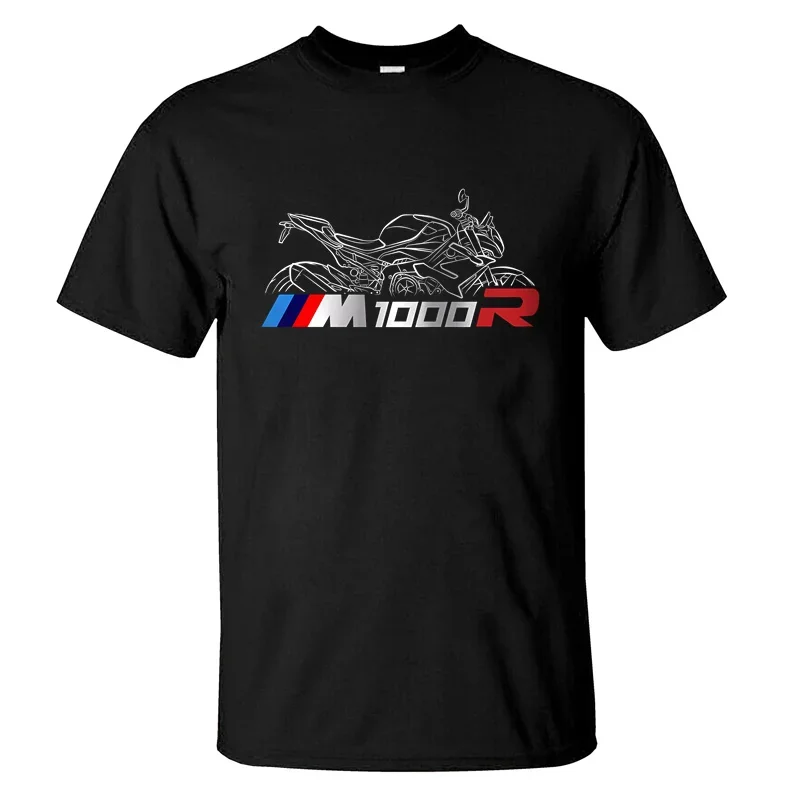 T-shirt casual de Moto M1000R masculina, mangas curtas, 100% algodão, t legal, verão, 2024