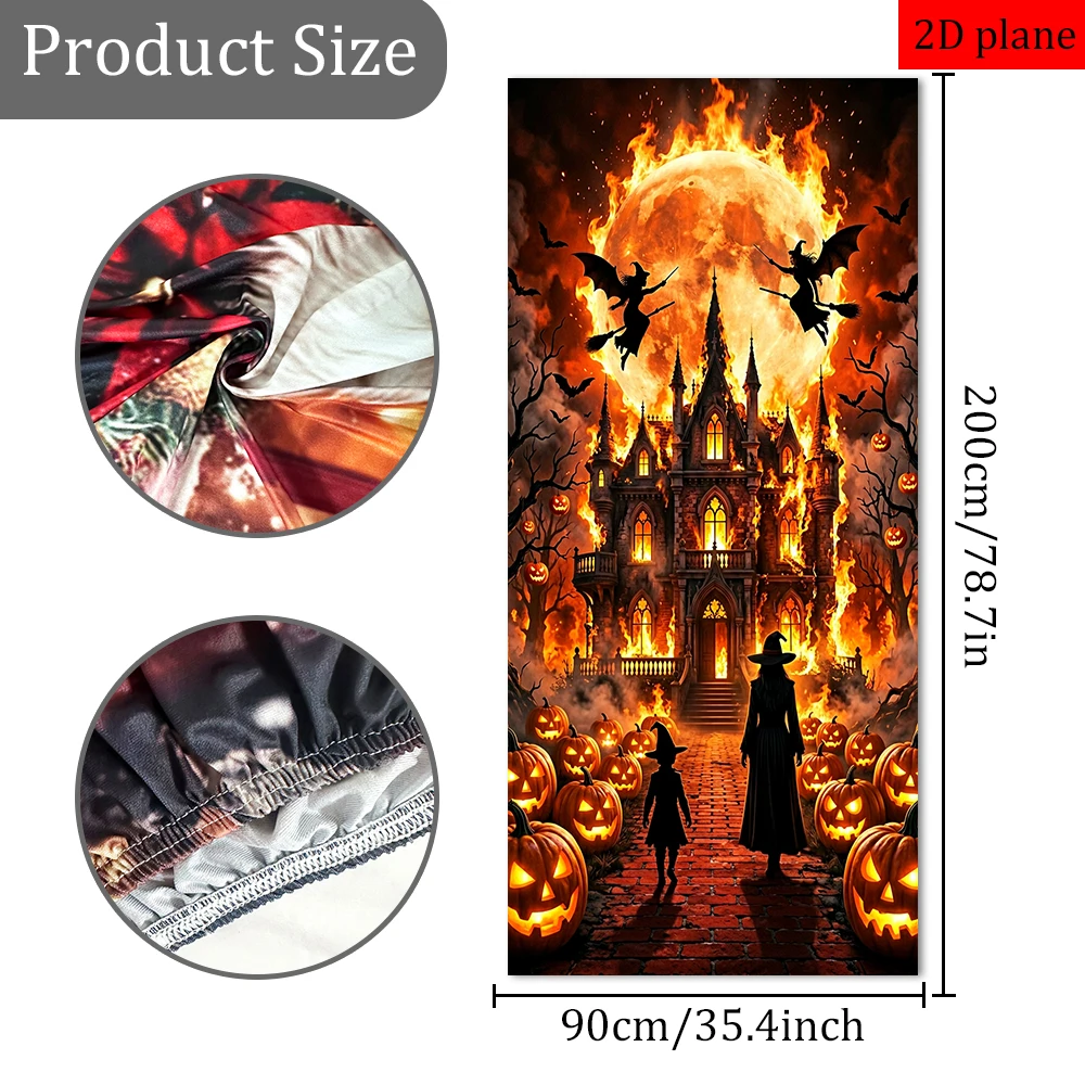 ハロウィン魔女城カボチャランタン満月火バットドアフレーム装飾 - Pumpkin Lantern Halloween のレビューと価格