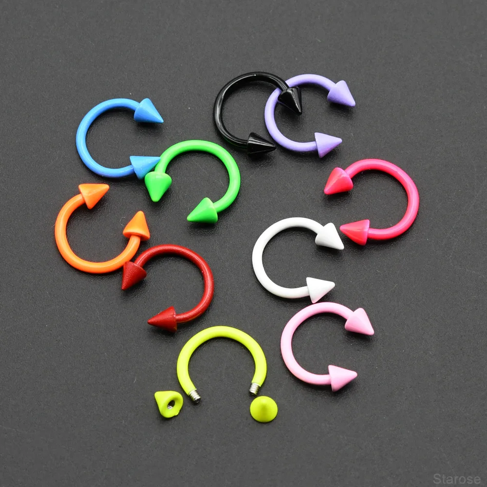 1 Set 16G Ball Spike Shape Stainless Steel Horseshoe Ring for Septum Piercing Eyebrow Nose Hoop Helix Tragus Conch Pierc Jewelry