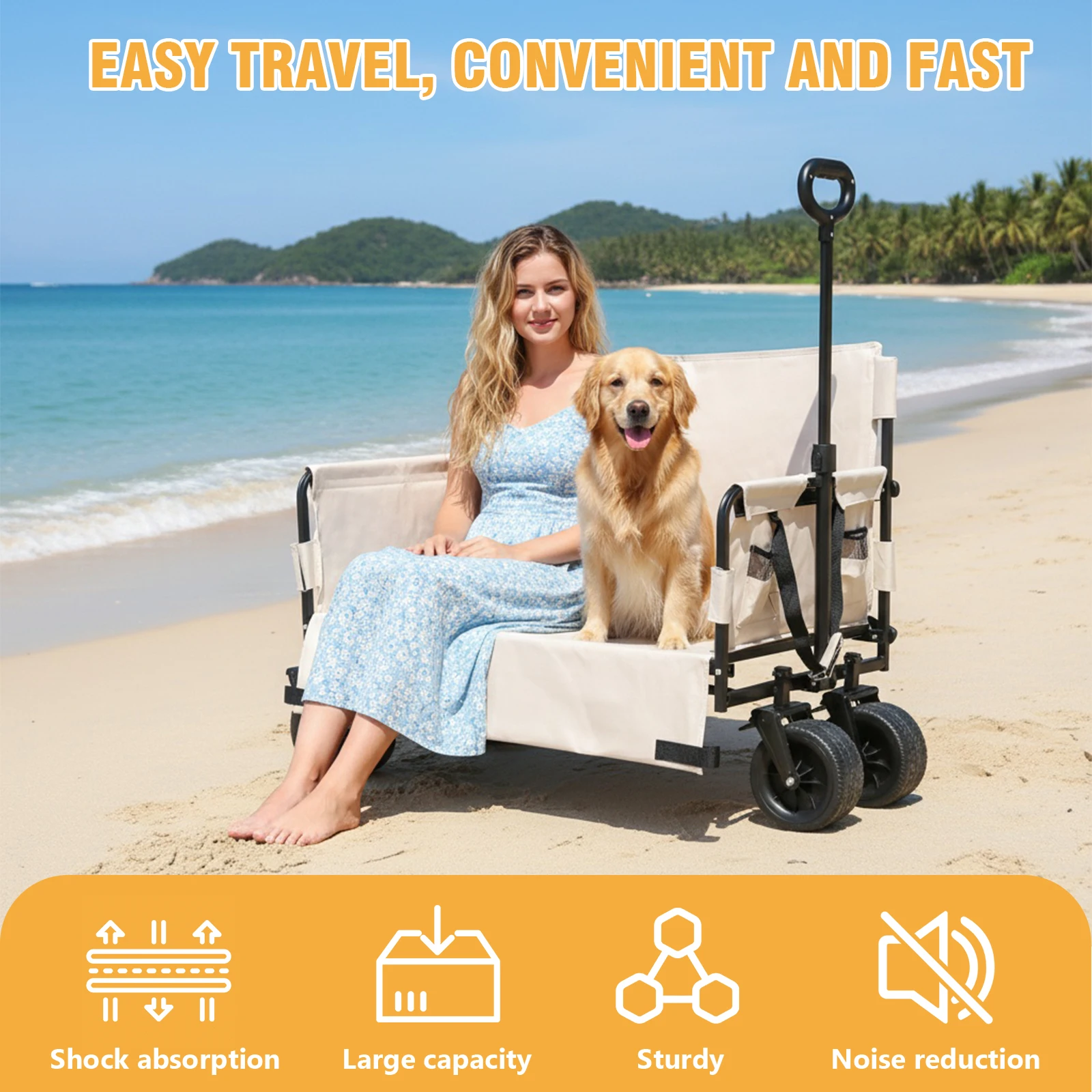 

Heavy Duty Collapsible Utility Wagon with Big Wheels Heavy Duty Utility Folding Cart for Groceries Garden Sport