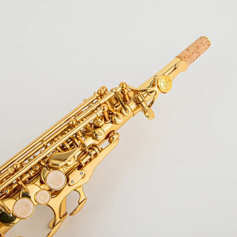 Japan 875 Brass Straight Soprano Bb Flat Sax Saxophone Woodwind Instrument Natural Shell Key Carve Pattern with Carryi