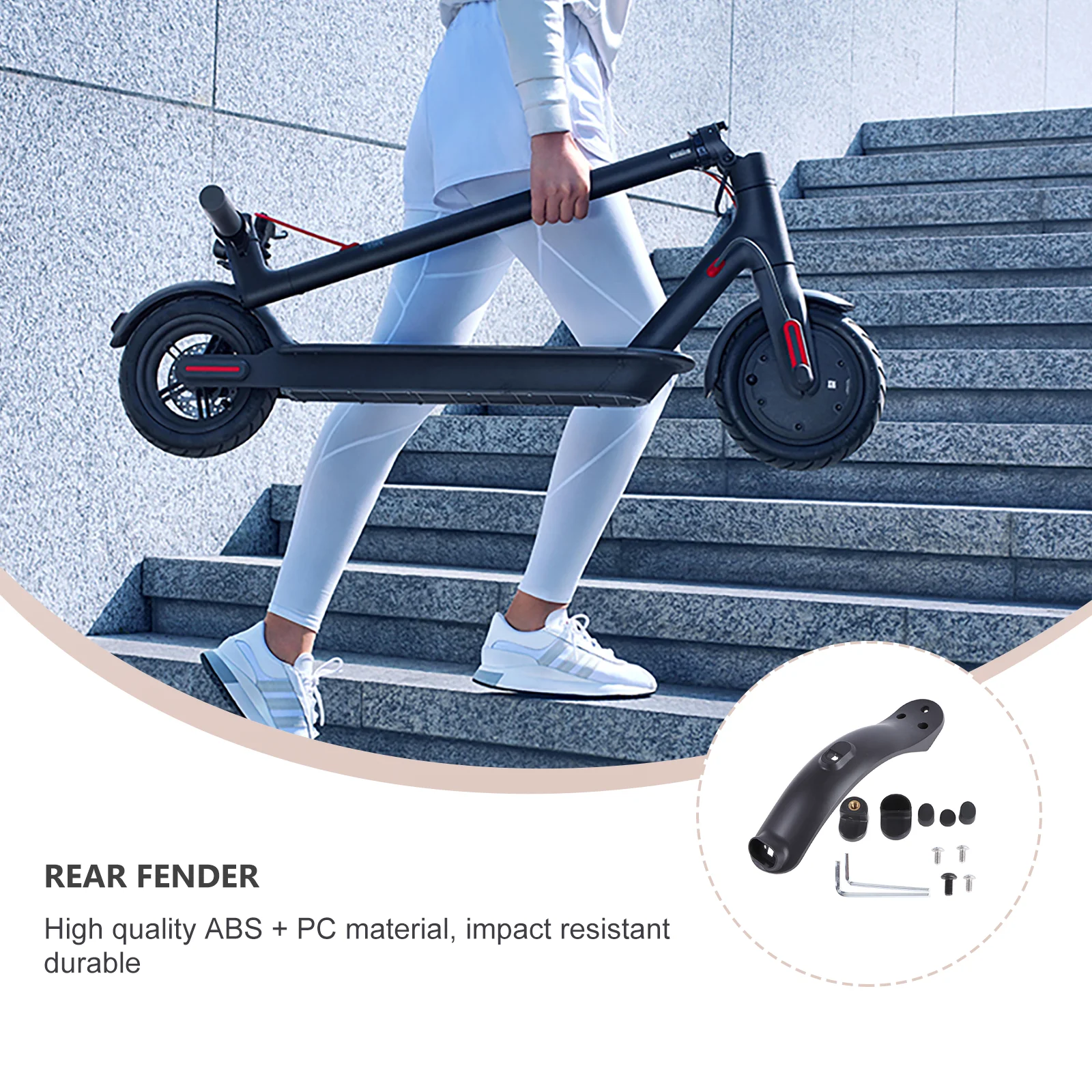 

Electric Scooter Replacement Parts ABS PC Rear Mudguard Durable Scooter Accessories Fits Wheel Prevents Mud Child Scooters