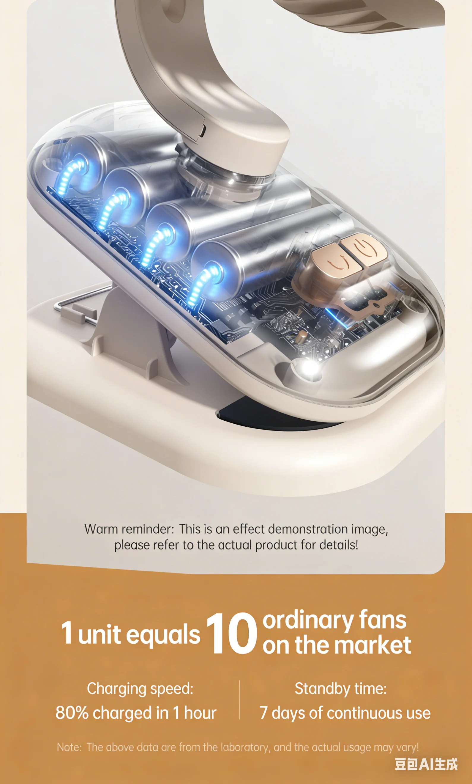 Clip-Ventilator, Kinderwagen-Ventilator, 1800mAh wiederaufladbarer tragbarer Ventilator mit 4 Geschwindigkeiten, 120° ° Automatisch oszillierender Tischventilator – Detail 17