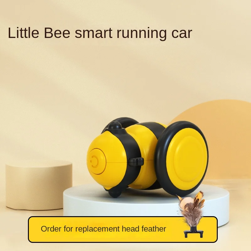 Cat Toy Little Bee Smart Running Car Self-Hi Relieving Stuffy Electric Cat Toy Kitten into Cat Teaser Supplies