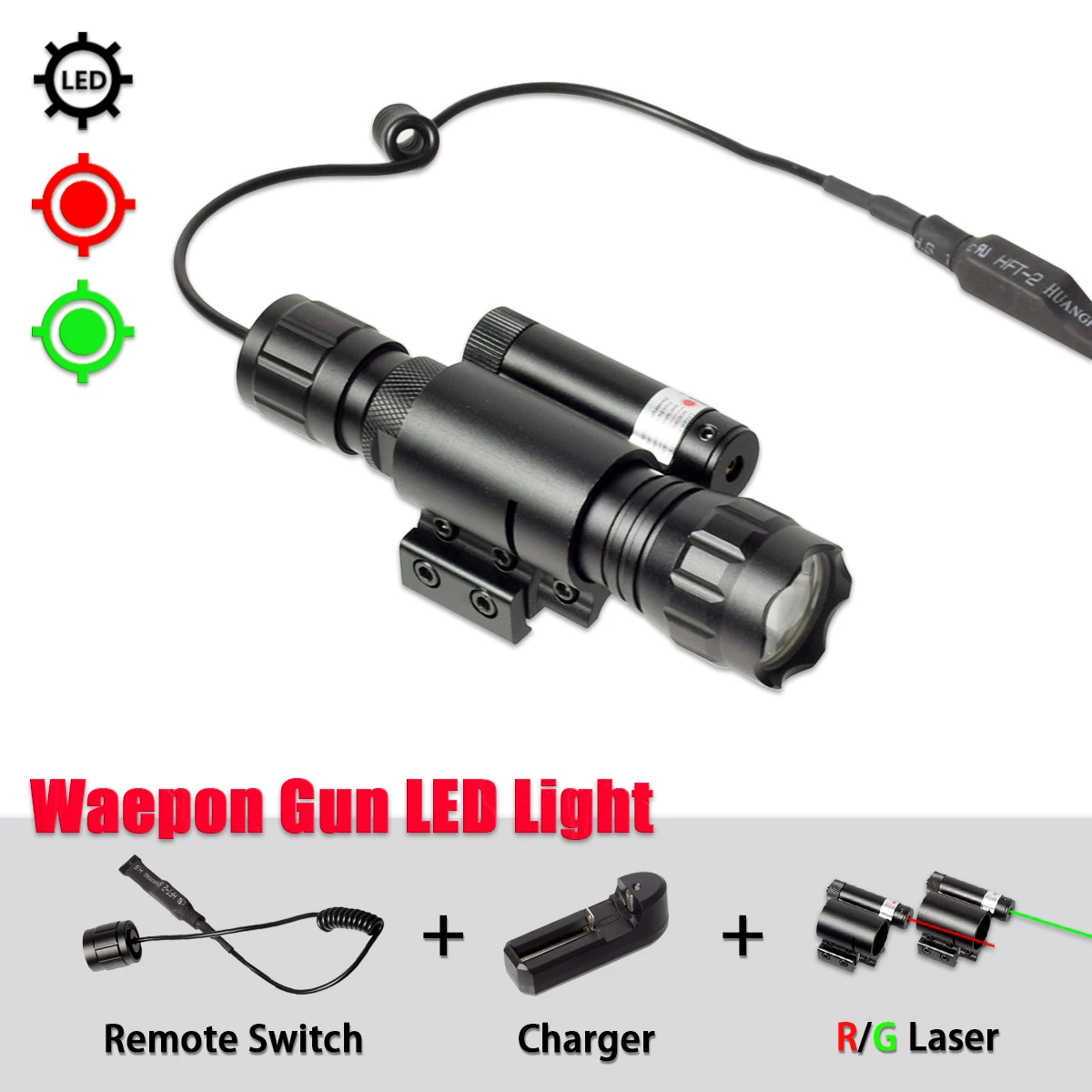 

Weapon Flashlight Tactical Night Vision LED Gun Light With Charger And Remote Switch For Airsoft Rifle AK47 AR15 M4 20mm Rail