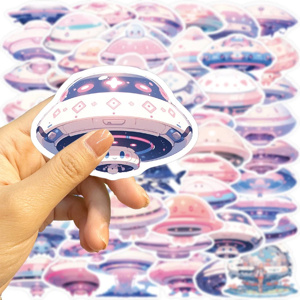 10/30/50pcs Cute INS Flying Saucer UFO Creative Stickers Aesthetic Decals Suitcase Laptop Phone Decoration Kids Cartoon Sticker