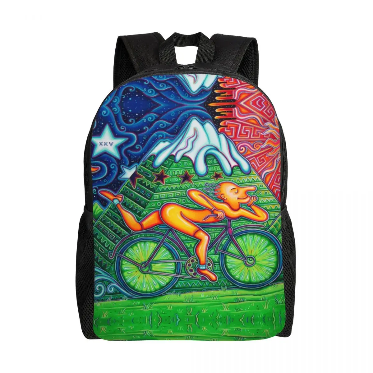 Personalized Albert Hoffman LSD Bicycle Day Backpack Men Women Fashion Bookbag for School College Acid Blotter Party Bags