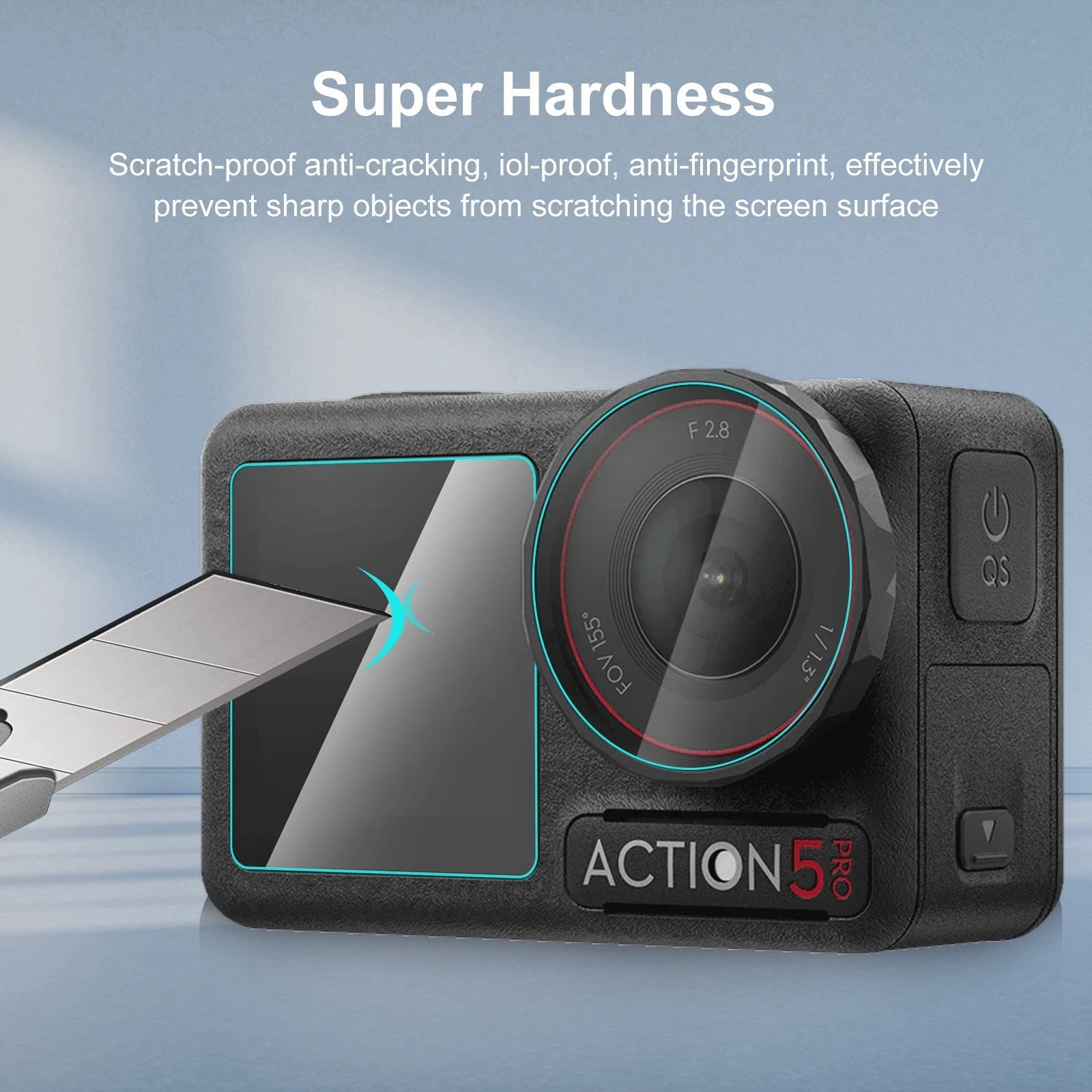 واقي الشاشة الأمامي والخلفي PULUZ ، عدسة 3 في 1 ، زجاج مقسى ، انفجار لـ DJI Osmo العمل 5 Pro