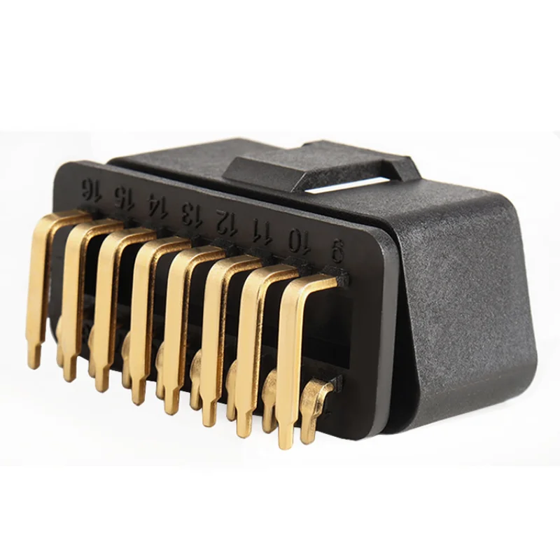 OBD2 16pin Male, Gold-plated Connector 90 Degrees Right Elbow OBD Plug, Car Truck Interface