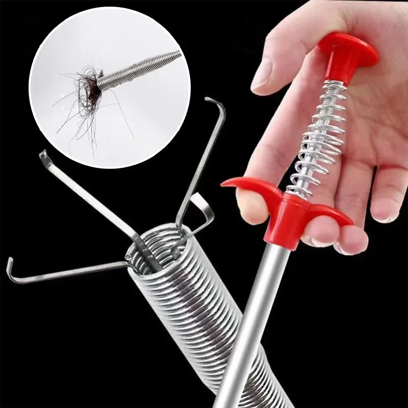 60cm Sewer Pipe Unblocker Bathroom Hair Sewer Sink Cleaning Tools Snake Spring Pipe Dredging Tool Kitchen Accessories