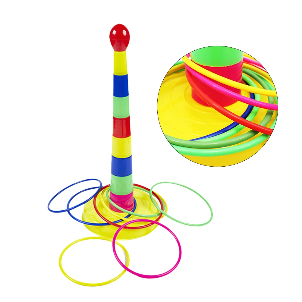 Ring Toss Game Throwing Ring Toy Educational Tool Family Ring Tossing Toy Teaching Aids with Box for Home Kindergarten Color