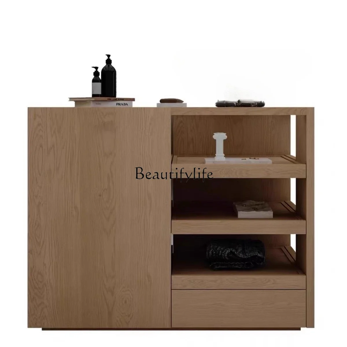 

L*Solid wood Nakajima table Display table Flow table checkout page Side cabinet Display decoration cabinet