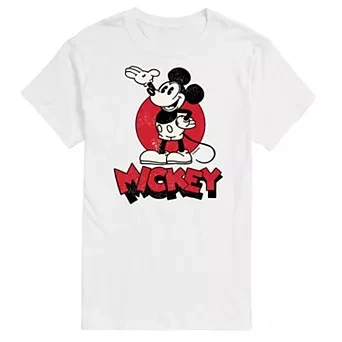 

Mickey Mouse Vintage T Shirt Classic Red Circle Design Cotton Short Sleeve Tops for Men Women 2025 Summer Retro Cartoon