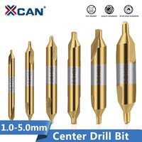 XCAN 6pcs 1.0-5.0mm HSS TiN Coated Center Drill Bit Set Metalworking Hole Drill Hole Cutter 60 Degrees Combined Drill Bit Set