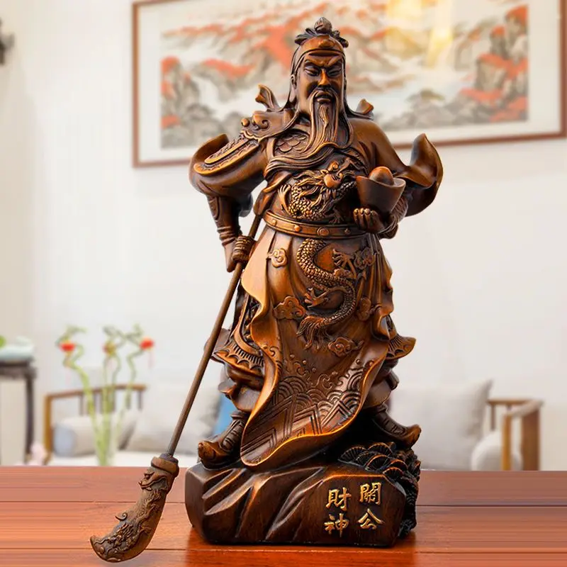 

Chinese Feng Shui Guan Gong Statue Resin Sculpture Historical Mythological Figure Home Room Office Wealth Gathering Statue
