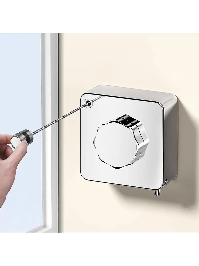 

Indoor Balcony Invisible Retractable Clothesline Stainless Steel Wire Windproof Fixed Buckle No Punching Required Laundry Line
