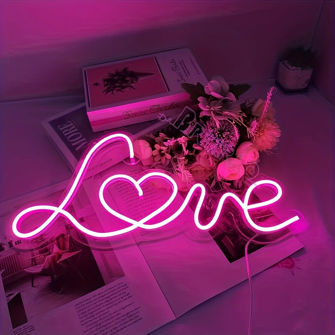

Pink LOVE Neon Sign Romantic LED Wall Light for Home Bedroom Bar Party Holiday Decor USB- Powered Easy-Hang Gift for Birthday