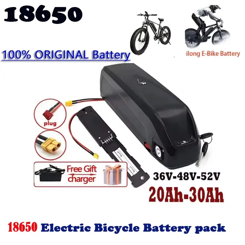 Original 18650 36V 48V 52V 20Ah 30Ah  Battery BMS for Hailong Electric Bicycle 350W 500W 750W 1000W Motor Lithium Battery Pack