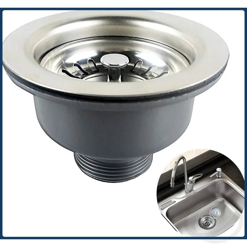1 шт., сливной фильтр для кухонной раковины в сборе, стальная кухонная пробка, аксессуары для раковины с защитой от засорения для дома, кухни, раковины на балконе