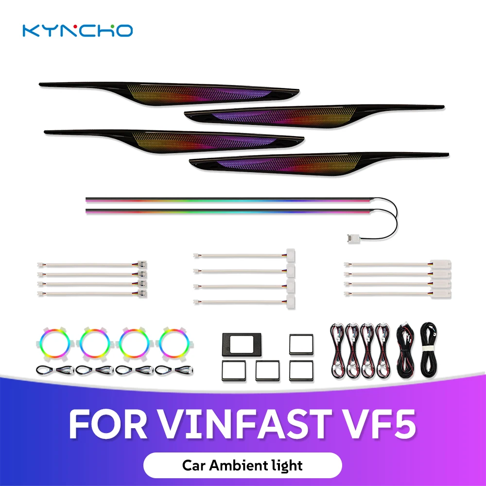 

ДЛЯ VINFAST VF5 Новый специальный интеллектуальный интерьер автомобиля окружающее освещение неоновый плавный светодиодный аксессуар симфония для управления через приложение 12 В