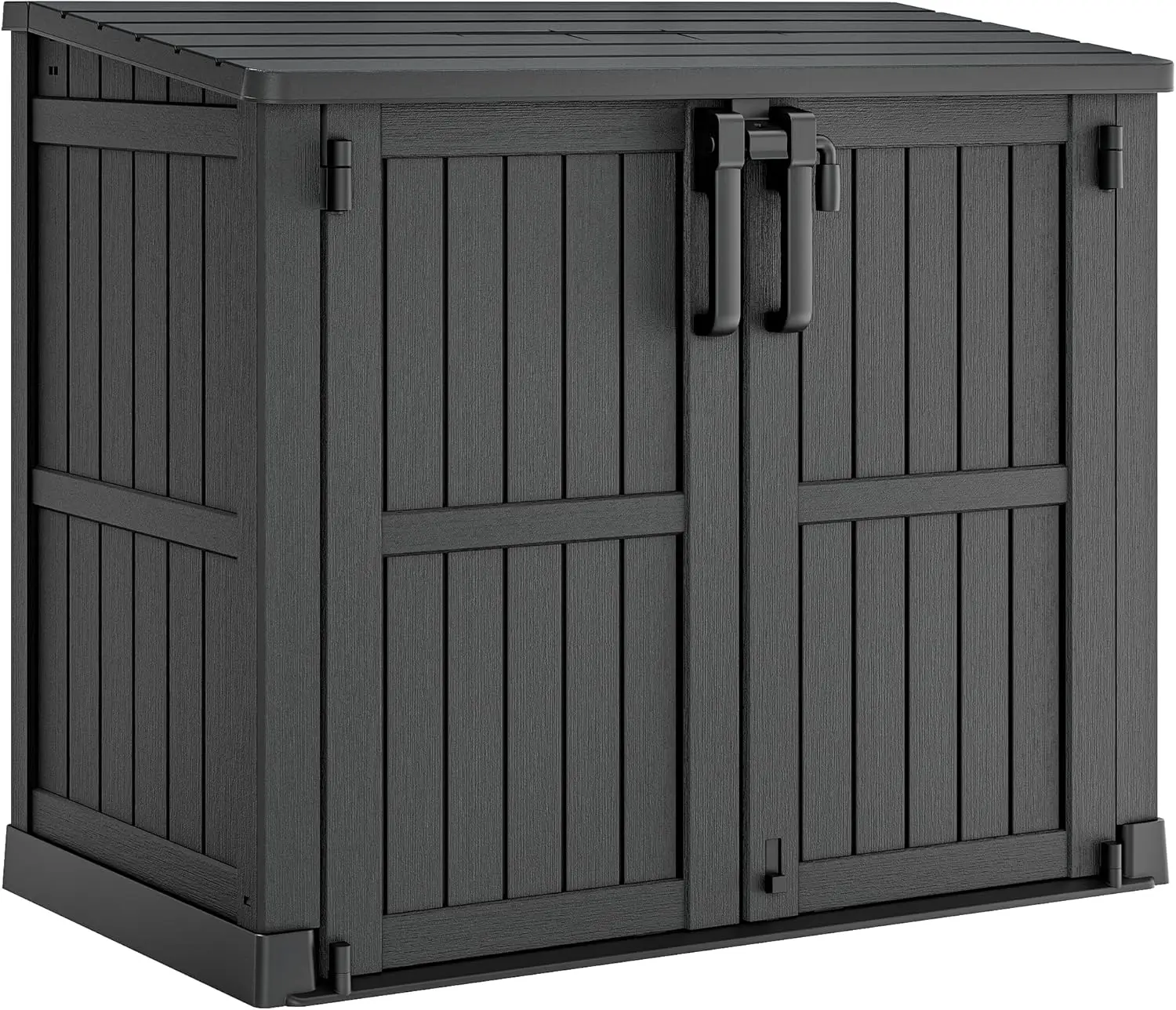 

Горизонтальный садовый сарай для хранения из полимерного композита, 36 куб. футов, с запираемыми дверцами, переносной уличный шкаф для хранения, водонепроницаемый