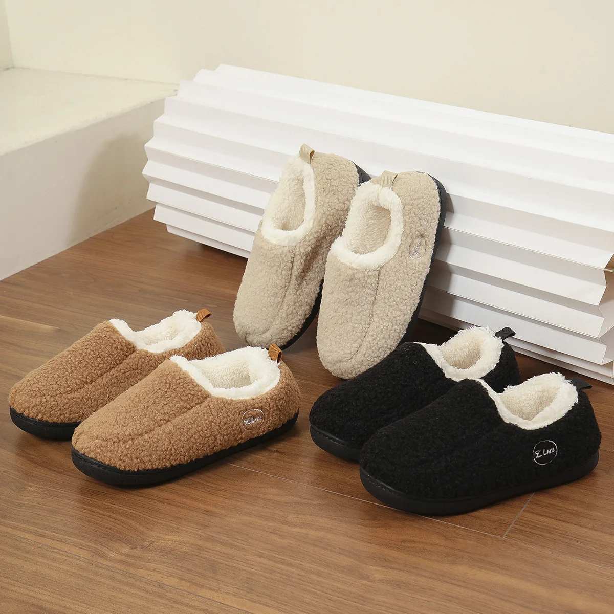 Litfun New Winter Fluffy Women Slippers Warm Short Plush Lined Home Shoes Women Indoor Outdoor Antiskid Fuzzy Women Cotton Shoes