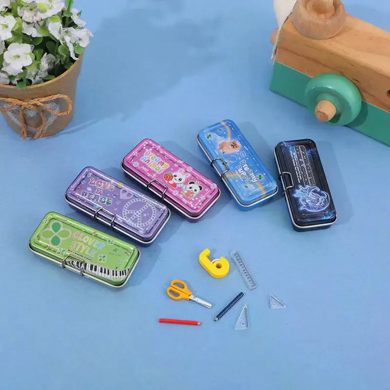 1 conjunto de casa de bonecas simulação mini caixa de lápis papelaria régua modelo para casa de boneca decoração crianças fingir jogar brinquedos presente