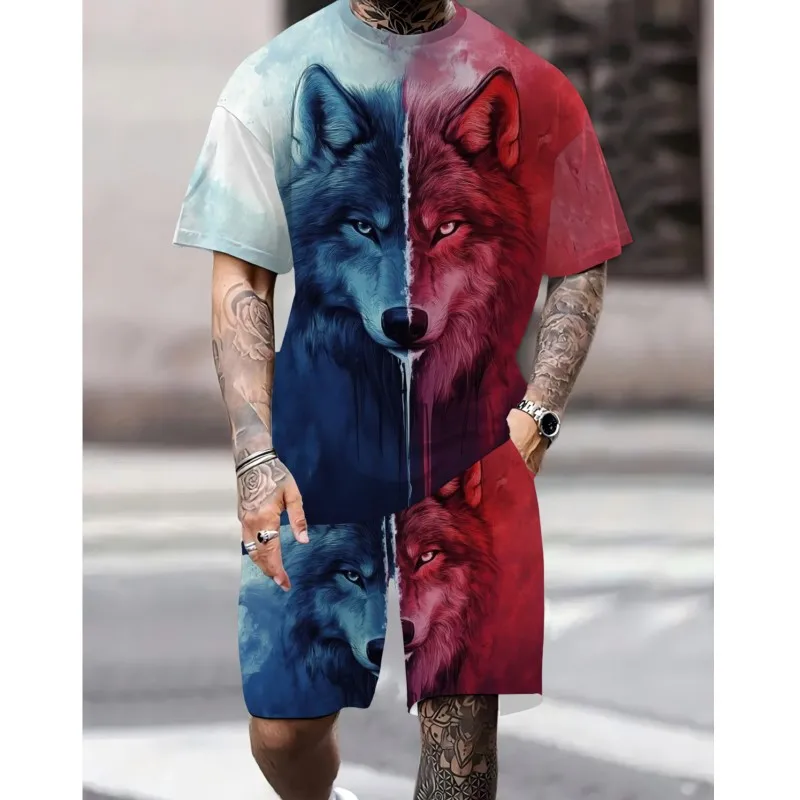 

2025 Summer New Daily Casual Men's T-shirt And Shorts Set Urban Street Fashion Men Short Sleeved Outdoor Sports Shorts Suit