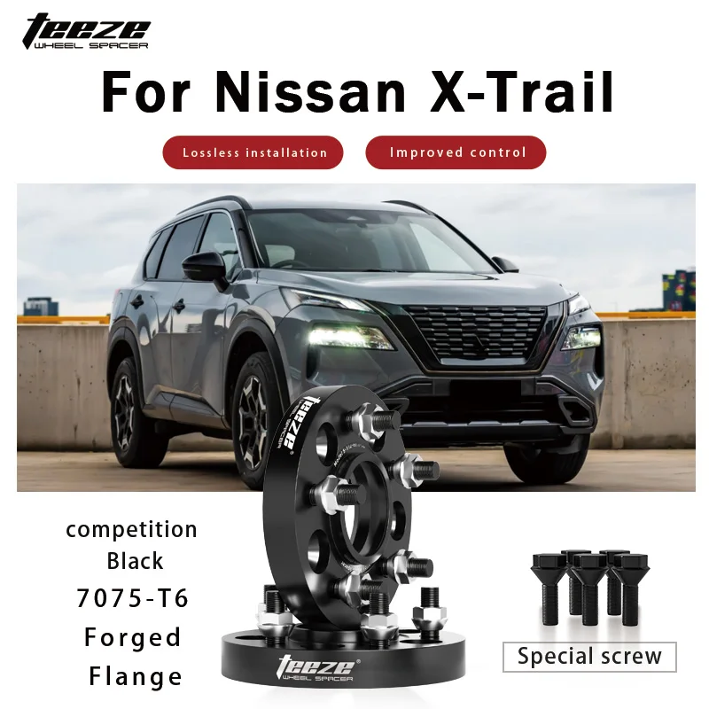 

Teeze 2/4pcs 5x114.3 CB66.1mm M12x1.25 Hub Centric Black Forged wheel spacer For Nissan X-Trail Flange Plate15/20/25/30/35mm