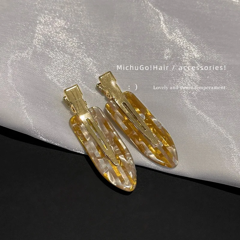 2 Stück Einfache Sakura-Rosa Nahtlose Haarspangen für Frauen, Acetat-Haarklammern ohne Biegung, Entenschnabel-Clips, Haarstyling-Werkzeug – Detail 5