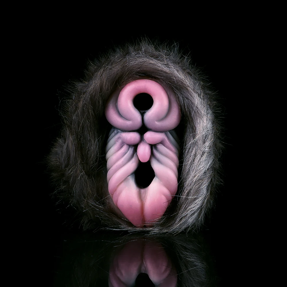 GEEBA Dual Channel Male Masturbator In Fur Fantasy Furry Onahole  Realistic Vagina Soft Silicone Sex Toy For Men Penis Exerciser image 2