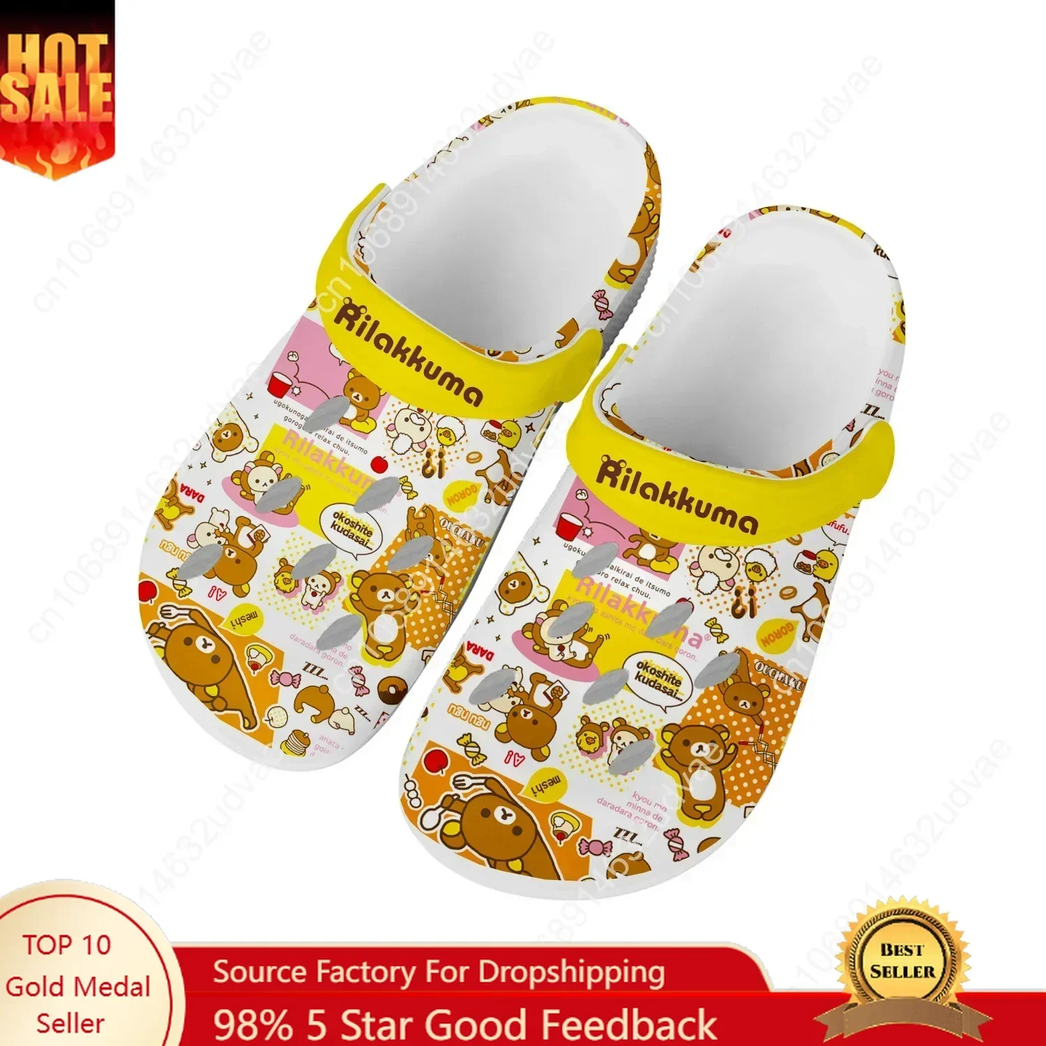 Rilakkuma Water Shoes Mens Womens High Quality Fashion Home Garden Clogs Customizd Sandals Beach Breathable Hole Slippers