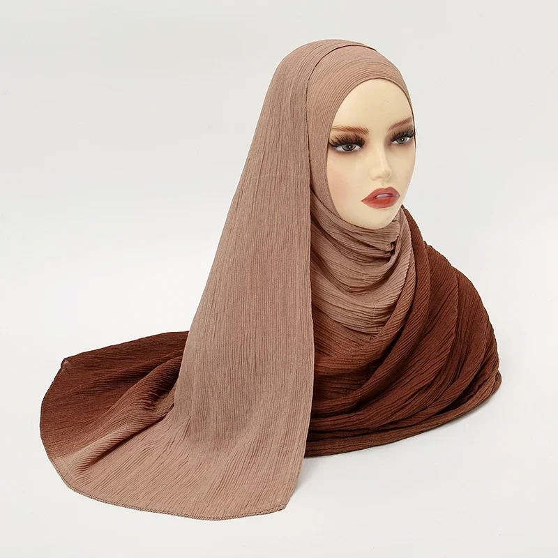 Donne Foulard gradiente sciarpa Bandana elegante scialle lungo Hijab estate protezione solare Tippet Ombre rughe donna musulmana Hijab 2024