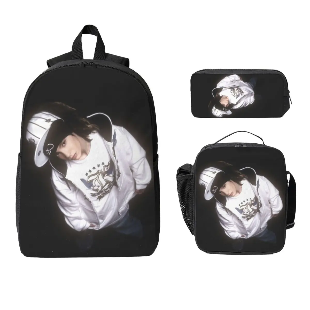

Tokio Hotel Tom Kaulitz Music Band Backpack Student Boy Girl BookBag School Bag Shoulder Bag 3ps Insulated Lunch Bag Pencil Case