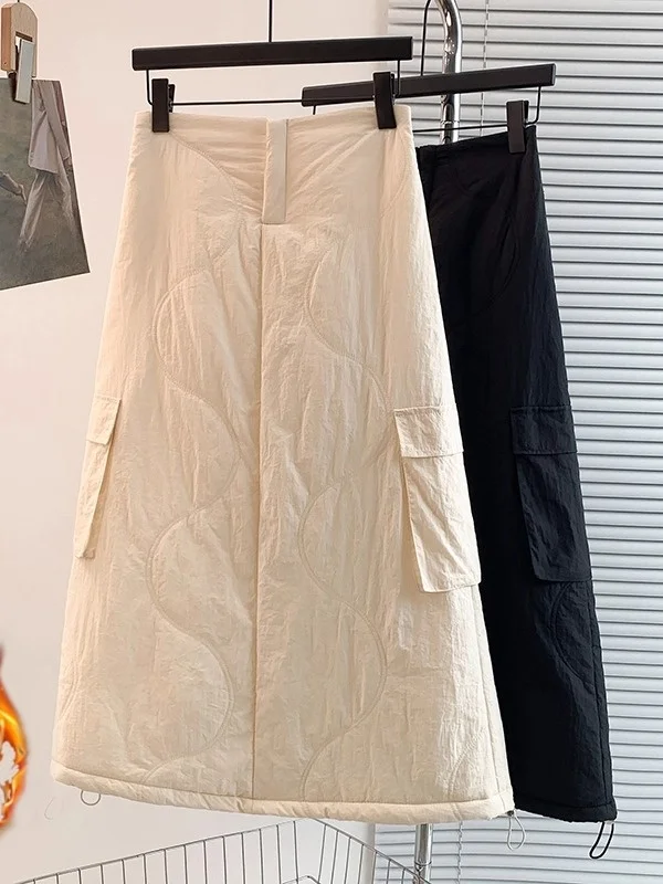 

Утепленная хлопковая юбка А-силуэта с высокой талией для женщин и девочек-подростков, теплая, повседневная, модная