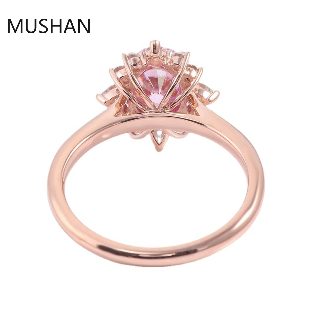 MUSHAN Luxury Custom 14K 18K Gold Rings Band Jewelry With Moissanite Diamond Lab Grown Gemstones Diamond Wedding Ring For Women view 3
