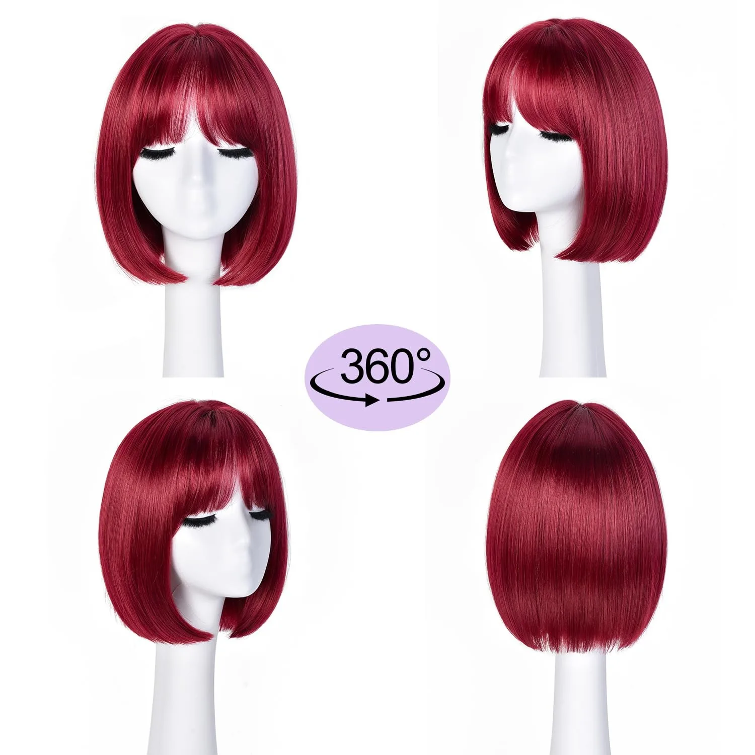 Bobo's short straight hair synthetic wig for Halloween wig cosplay wig for role-playing daily wear with high-temperature hairnet