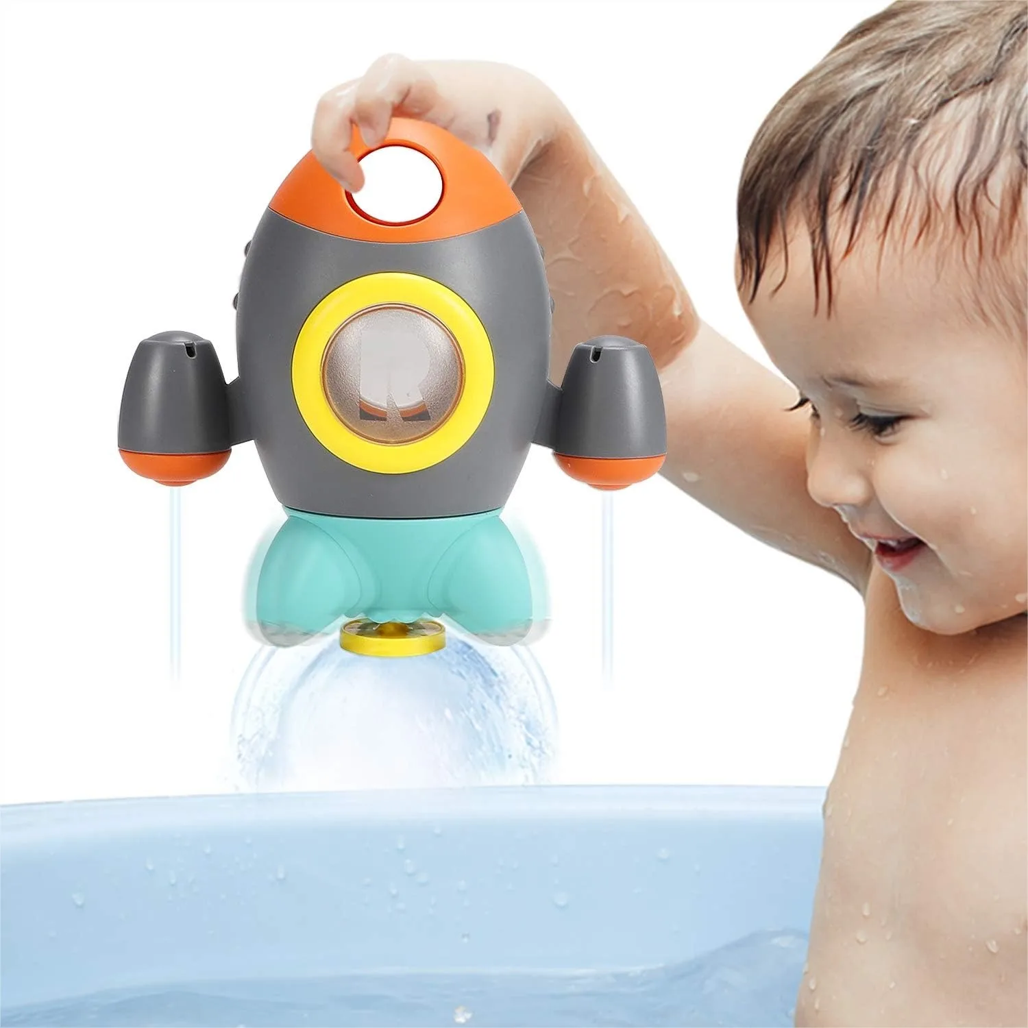 

Baby Bath Toys, Space Rocket Bathtub Toy with Spray Fountain for Toddlers 18-36 Months, Fun Shower Water Toy for Kids Boys Girls