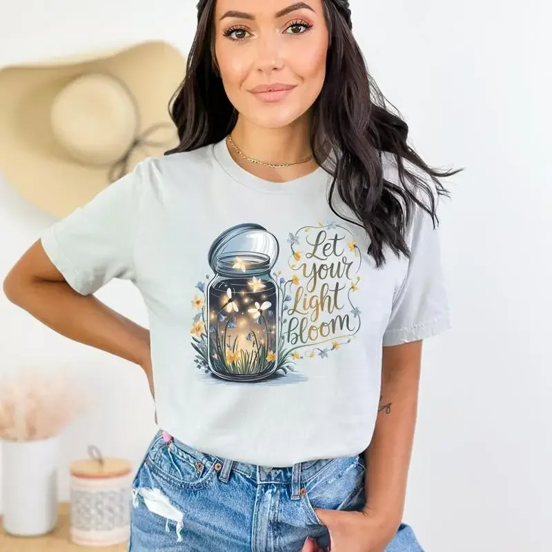 5 Let Your Light Bloom T shirt Inspirational Nature Lover Spring S