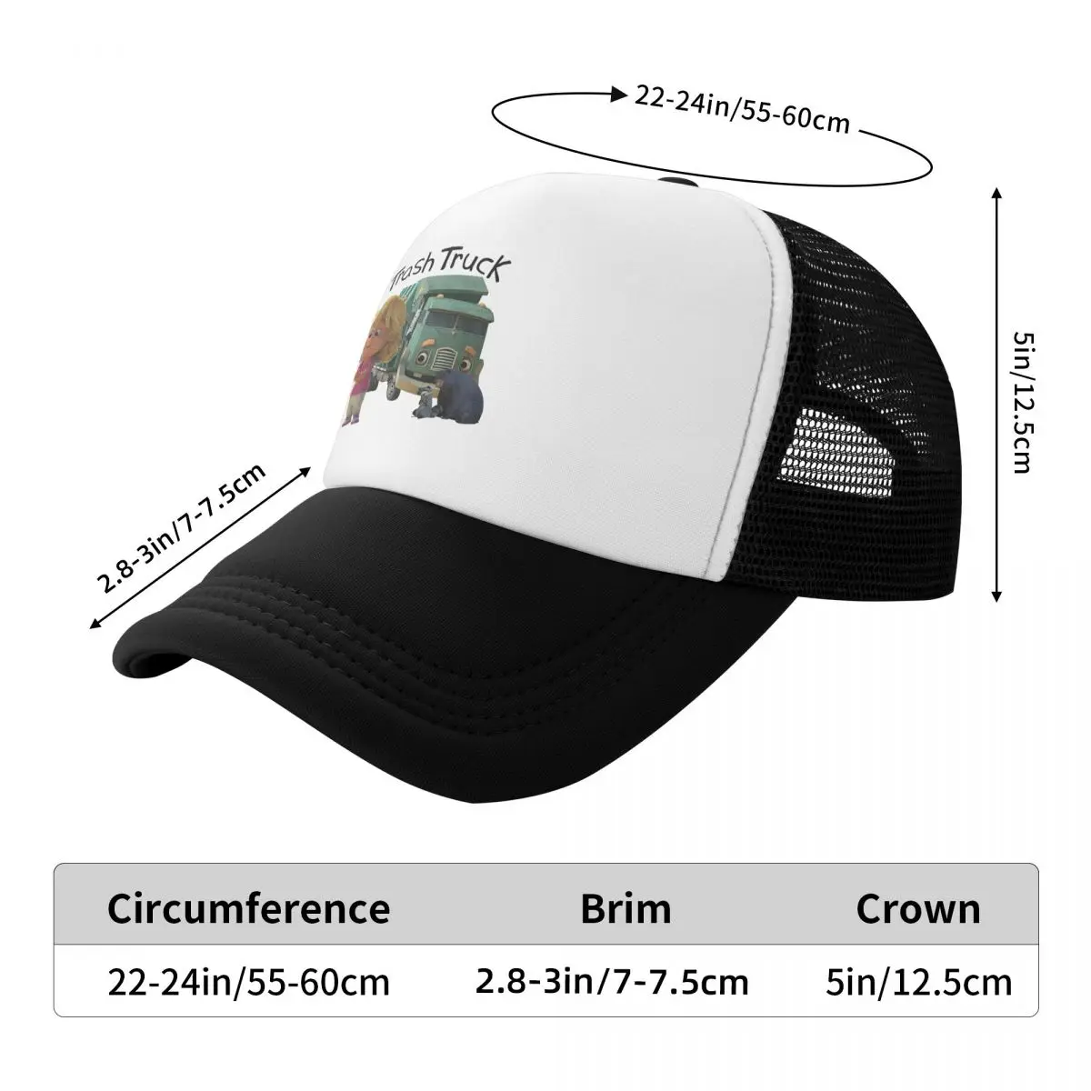 Personalized Trash Truck Cap Fashion Casual Mesh Baseball Caps Adjustable Hat Hip Hop Summer Unisex Baseball Hats Polychromatic