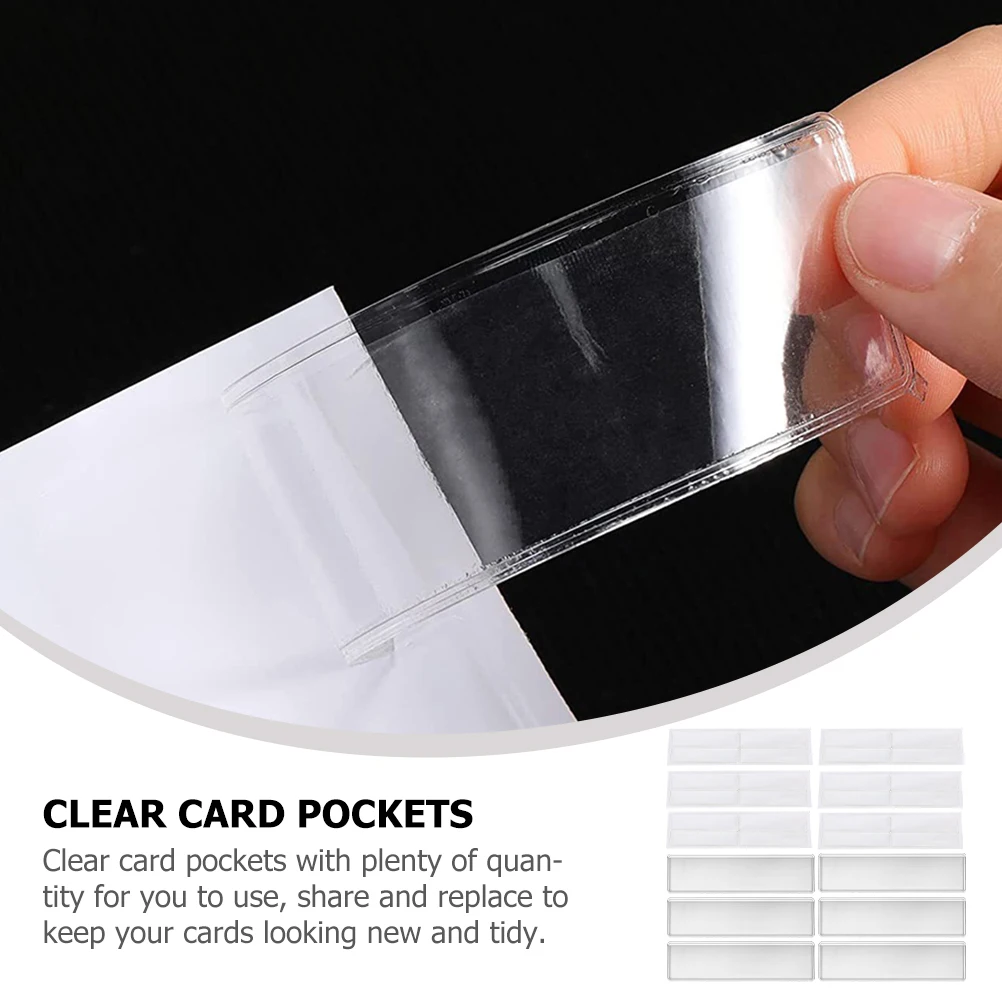 

1 set Adhesive Label Pockets Clear Self Adhesive Plastic Sleeves For Binder Labels Holder Storage Bins Index Card Organizer