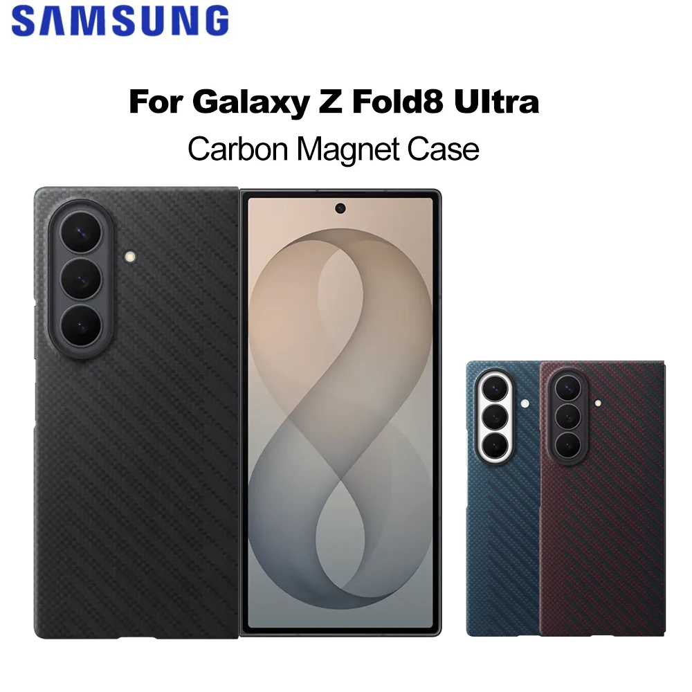 Original Samsung Galaxy Z Fold8 Ultra Z Fold8Ultra Carbon Magnet Phone Case With Magnetic Ring Kevlar Protective Case EF-KF976