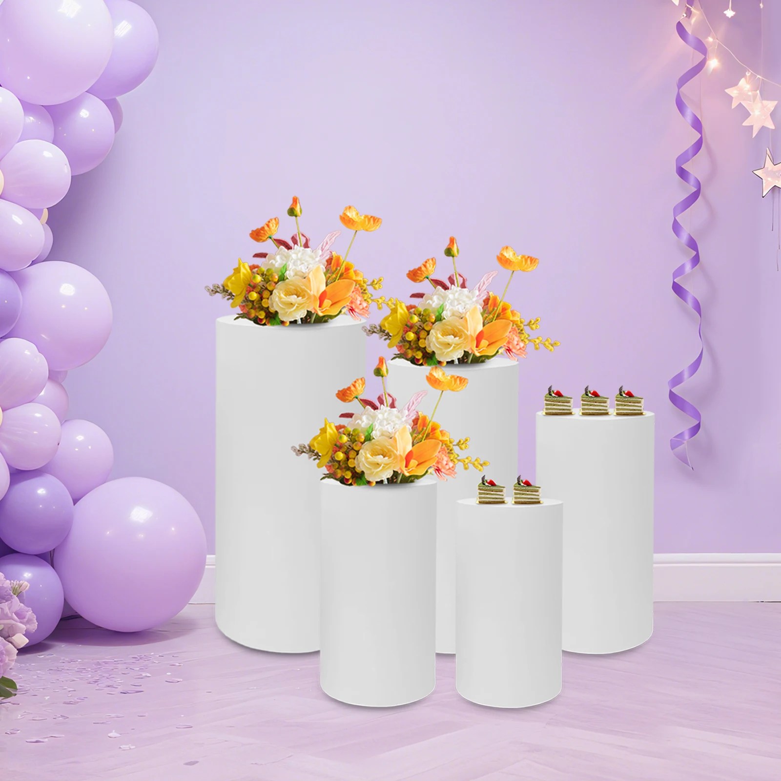5 قطعة حوامل عرض الحلوى الأسطوانية ، حفل زفاف كعكة حامل مجموعة كعكة عرض اسطوانة ، حامل عرض دائري للزينة #5