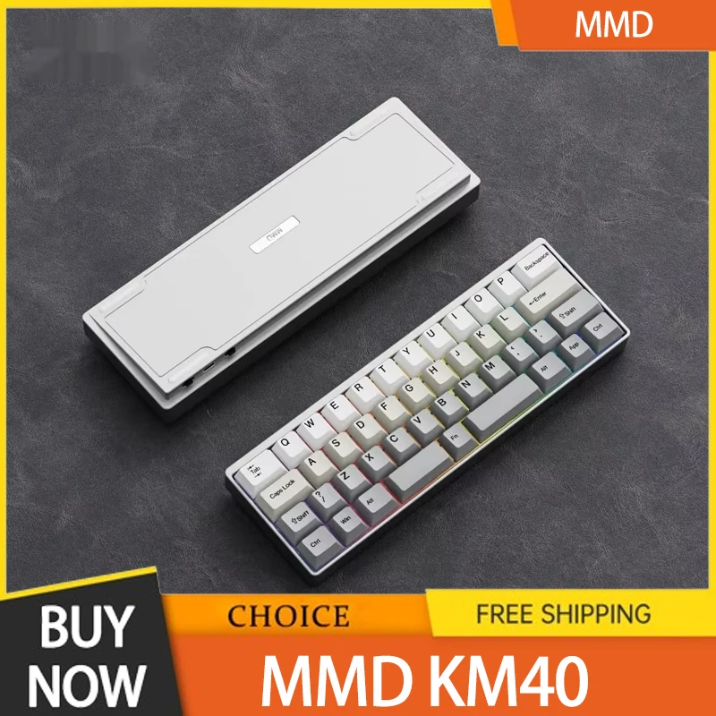 Mmd Km40 Mechanical Keyboard Three-Mode Wireless 2.4g Cnc Aluminum Lump Designer Game O-Ring Keyboard Pc Accessories Gifts