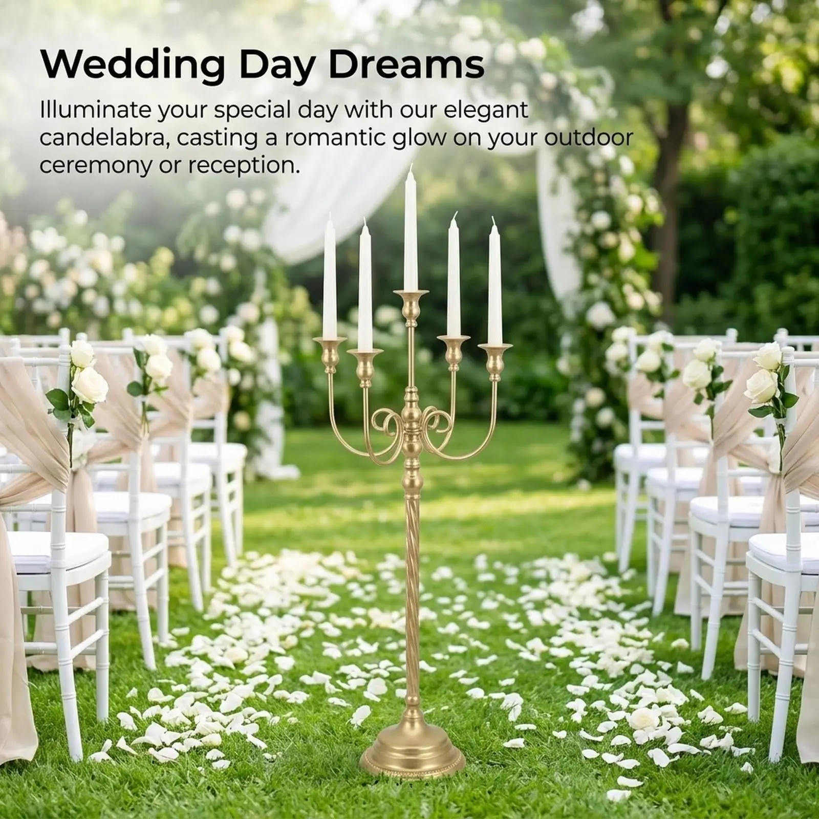 Gold Floor Candle Holder Candelabra Romantic European Sturdy Desktop Ornament Candle Stand for Mantel Party Home Decoration view 3