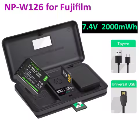 NP-W126S 2000mAh NP W126S NP-W126 Battery for Fujifilm Fuji X-Pro1 XPro1 X-PRO2 X-T1 XT1 HS30EXR HS33EXR X PRO1 X-E1 + Charger