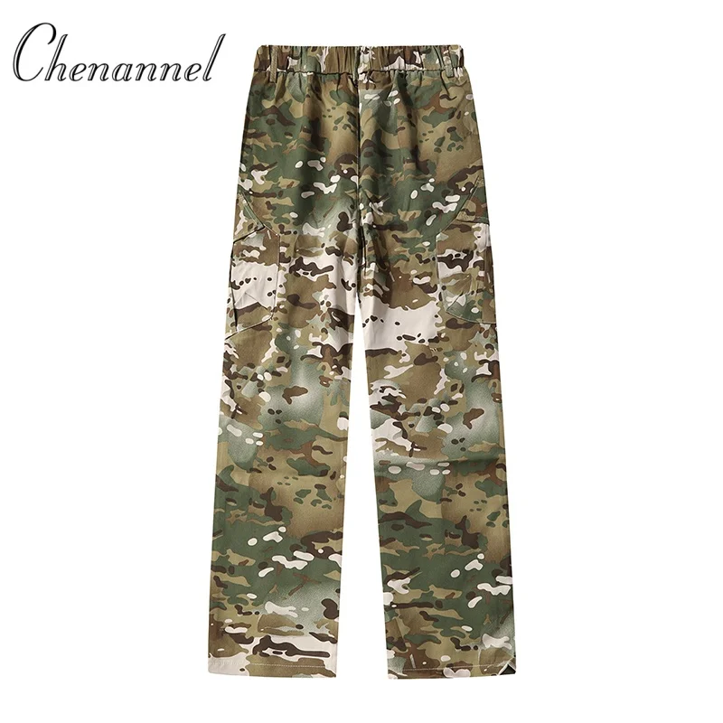 กางเกงคาร์โก้ลายพรางผู้ชาย กางเกงหลายกระเป๋า สไตล์ยุทธวิธี ทันสมัย ใช้งานได้หลากหลาย